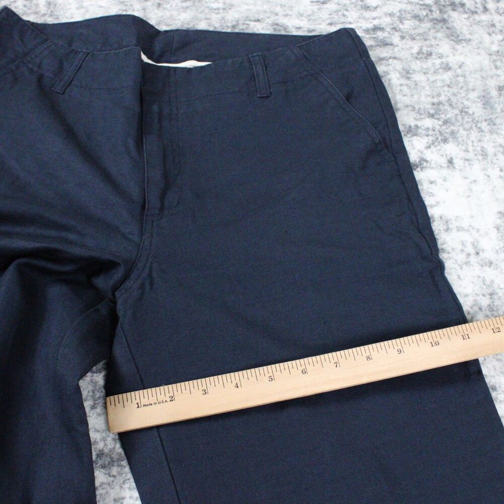 Gap Khakis Chino Pants Womens Size 10 Blue Navy Linen Cotton Y2K Relaxed - Picture 3 of 10
